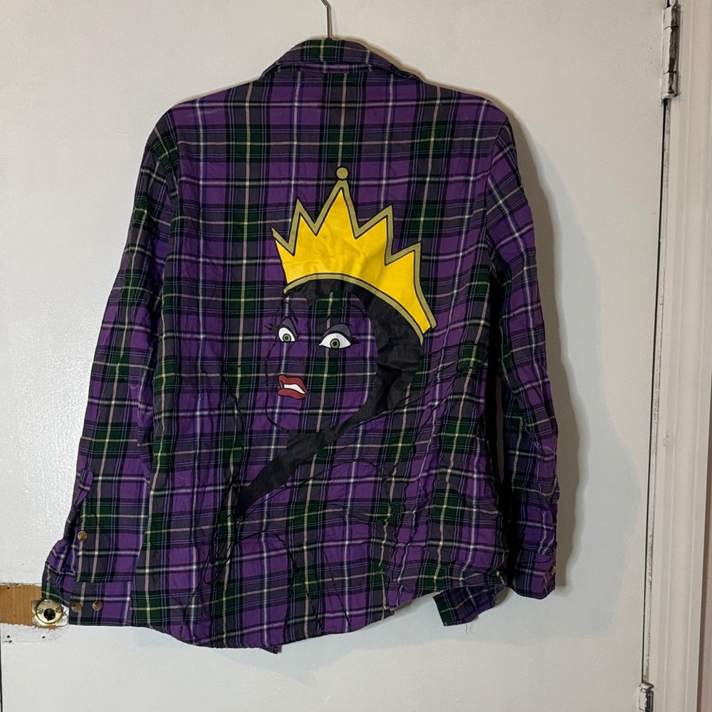 Purple Plaid Shirt with Maleficent Design
